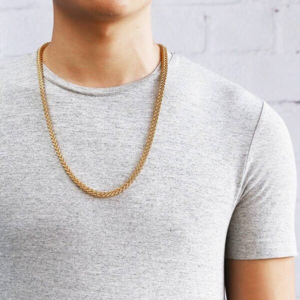 6mm Gold Stainless Iced Out Clasp Franco Link Chain - Image 6