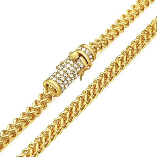 6mm Gold Stainless Iced Out Clasp Franco Link Chain - Image 4