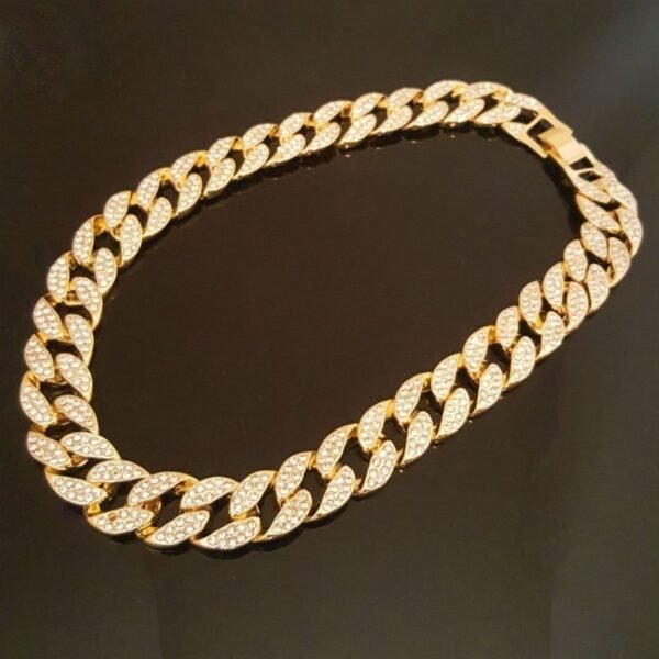 Gold Finish Iced Out Miami Cuban Link Choker Chainsaw - Image 5