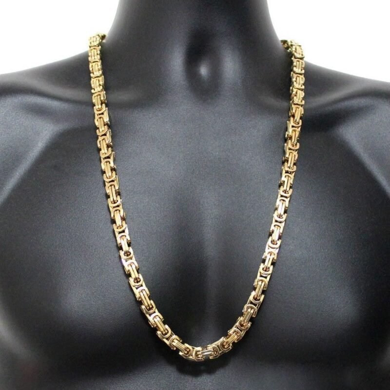316L Gold Stainless Steel - 9mm Byzantine Stainless Necklace