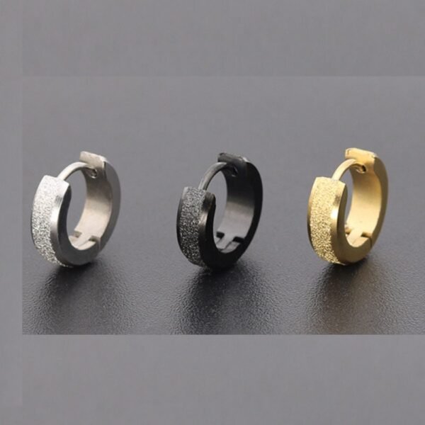 Simple Sand Dust Round Huggie Earring