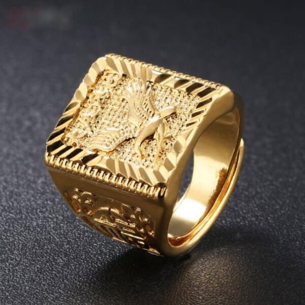 22krt Saudi Gold Eagle Adjustable Ring