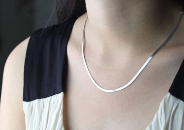 925 Sterling - Classic Elegant Herringbone Chain - Image 2