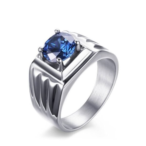Classic Silver Blue Sapphire Stone Ring