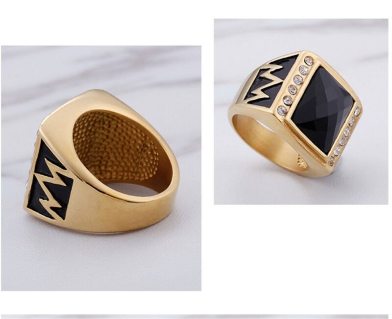 Vintage Thunder Strike Black Stone Ring - Image 8