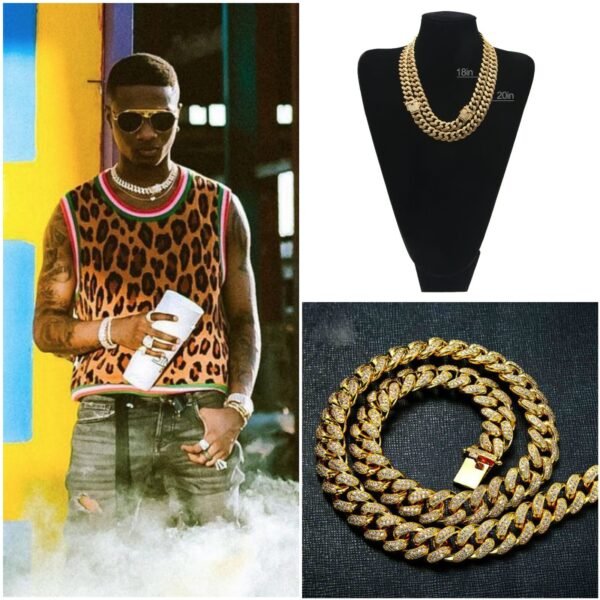 Celebrity Gold Finish Iced Out Cuban Link Choker Chain