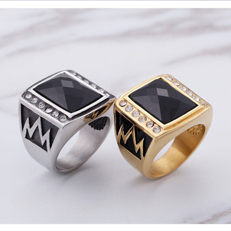 Vintage Thunder Strike Black Stone Ring
