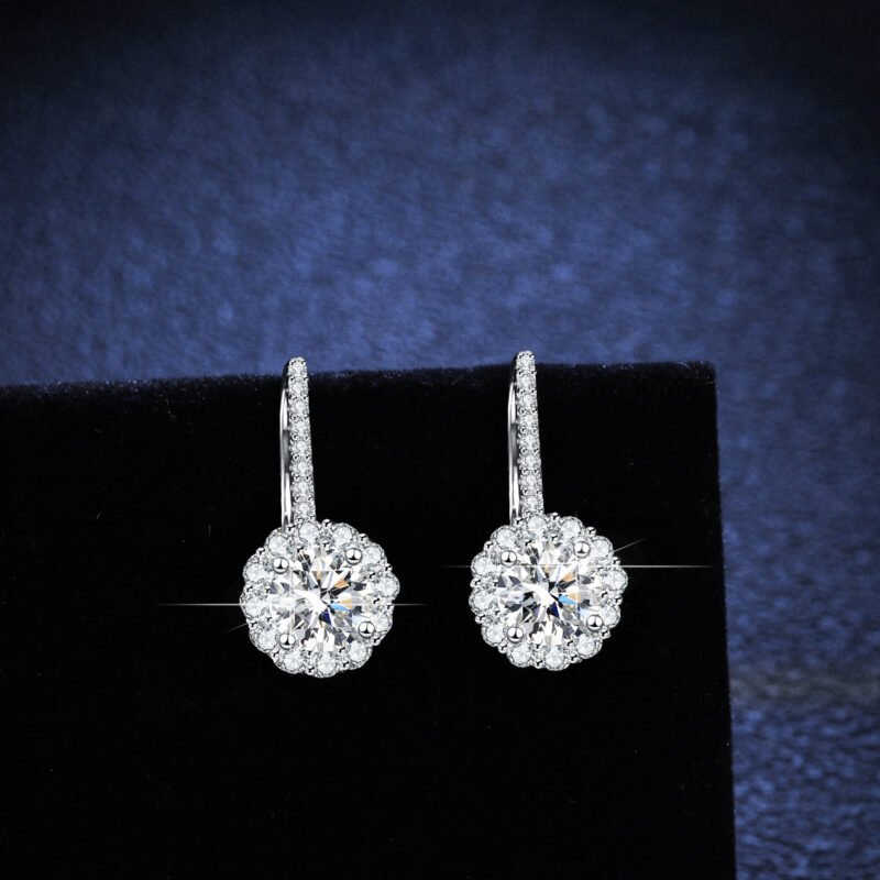 Iced Out VVS Moissanite Diamond Cluster Drop Earrings - Image 4