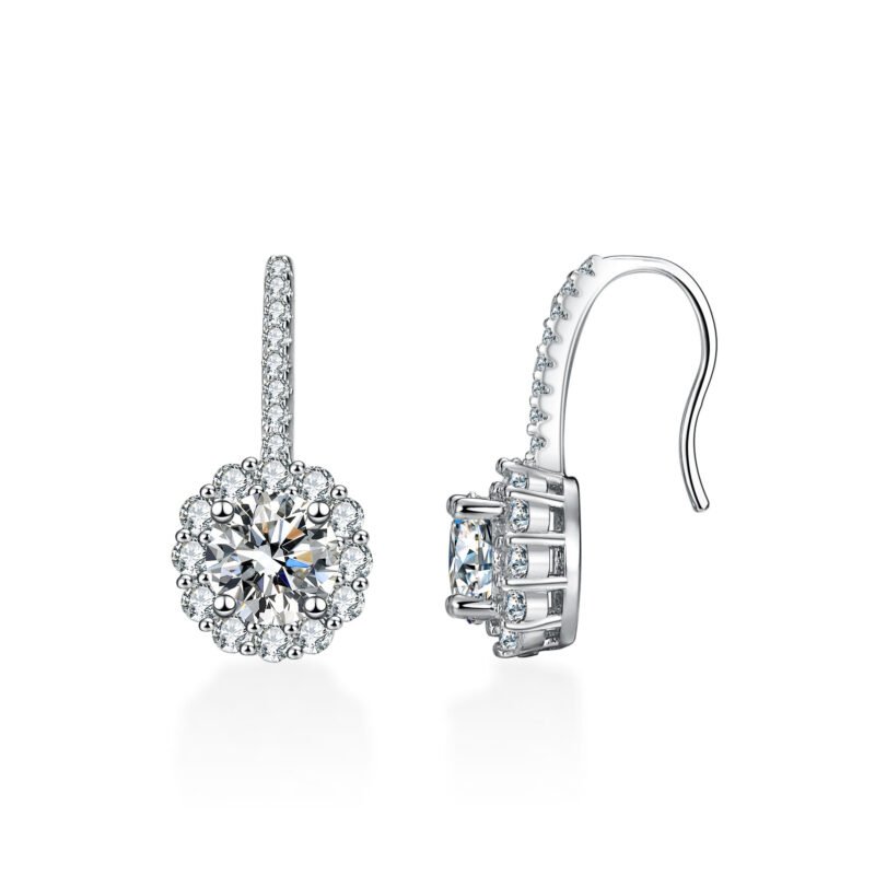 Iced Out VVS Moissanite Diamond Cluster Drop Earrings - Image 6