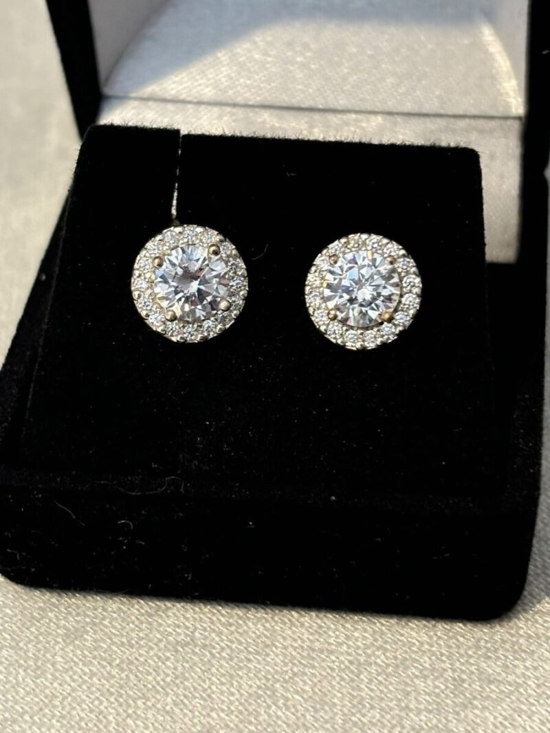 Iced Out Round VVS Moissanite Earrings - Image 2