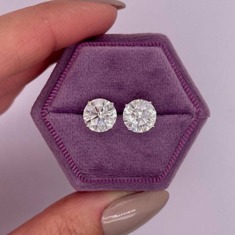Iced Out Round VVS Moissanite Earrings
