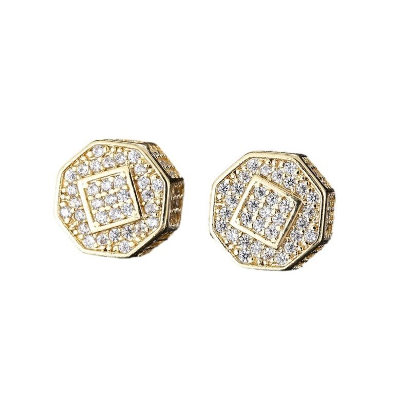 Iced Octagon Stud VVS Moissanite Earrings - Image 6