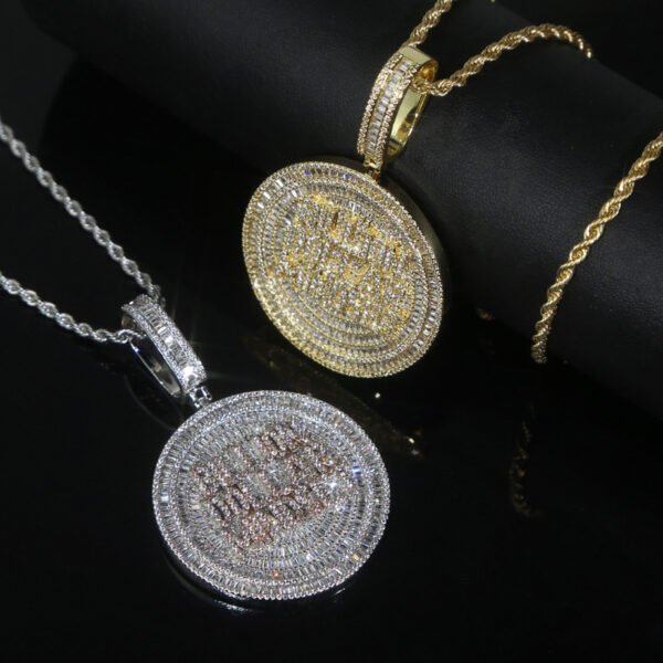 Silver Iced Out Billionaire Dollar Mindset Medallion Chain - Image 2