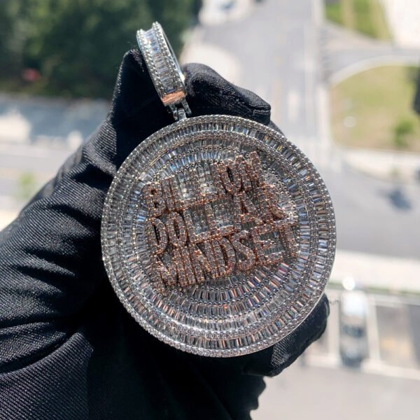 Silver Iced Out Billionaire Dollar Mindset Medallion Chain