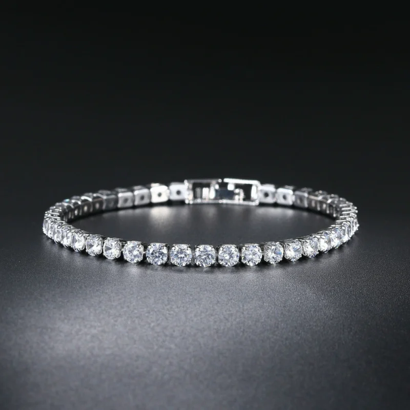 Iced Out 3mm VVS Moissanite Diamond Tennis Bracelet