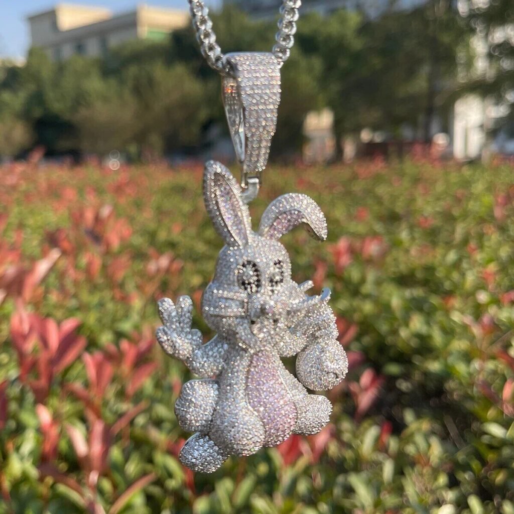 Iced out "Freddie Gibbs" Bunny Rose Gold Chain - Image 4