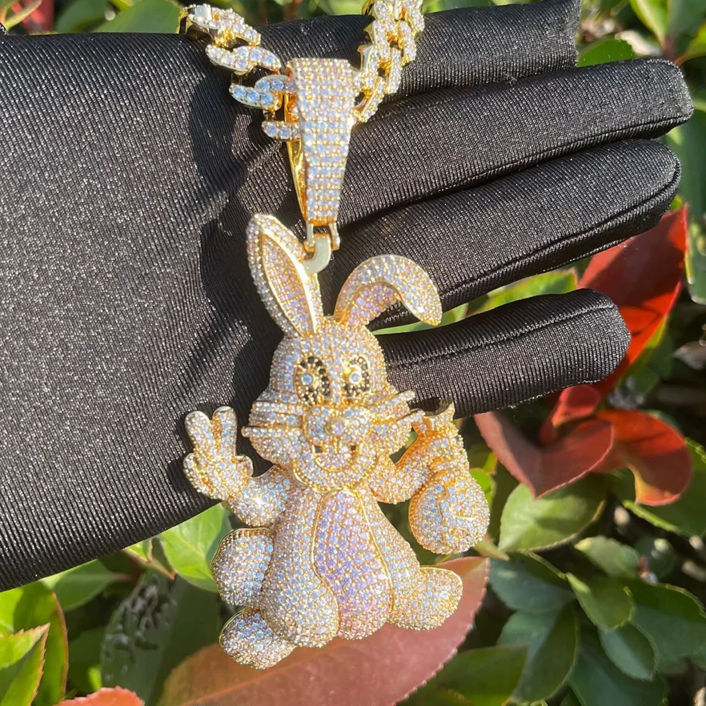 Iced out "Freddie Gibbs" Bunny Rose Gold Chain - Image 5