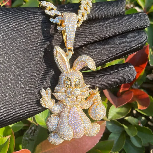 Iced out "Freddie Gibbs" Bunny Rose Gold Chain - Image 5