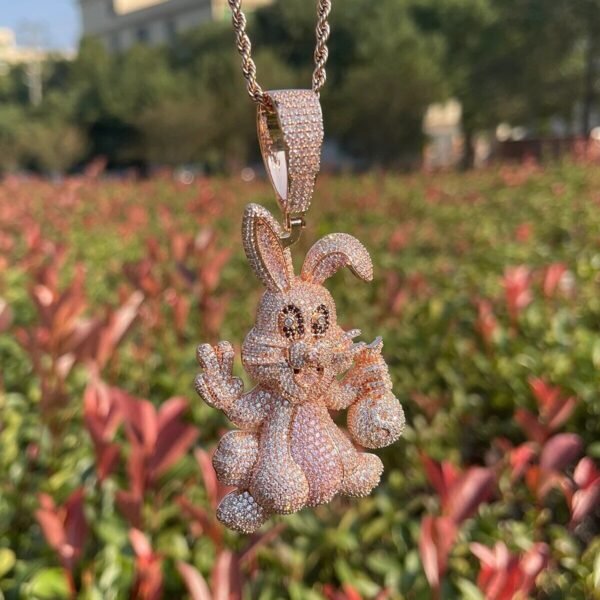 Iced out "Freddie Gibbs" Bunny Rose Gold Chain