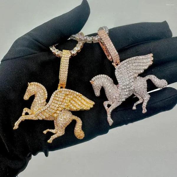 Iced Out Pegasus Winged Horse Necklace - Image 2