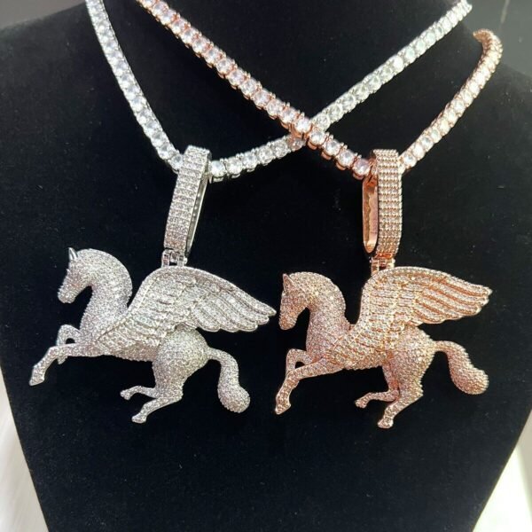 Iced Out Pegasus Winged Horse Necklace
