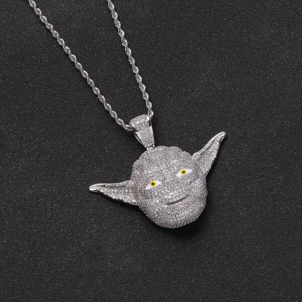 Silver Iced Out Master Yoda Necklace - Image 2