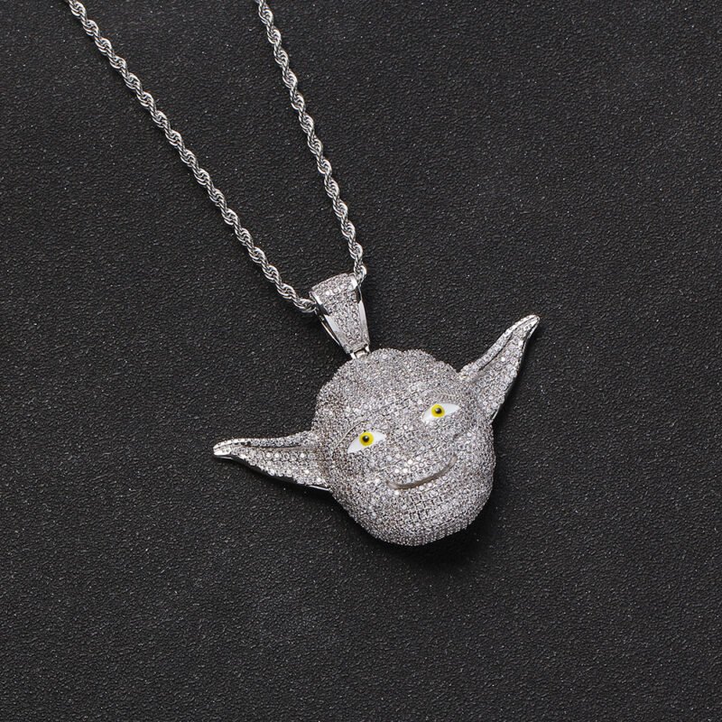 Silver Iced Out Master Yoda Necklace - Image 2