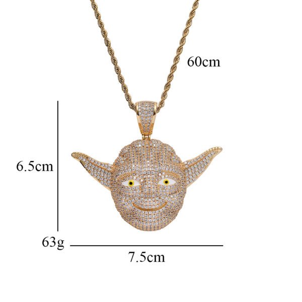 Silver Iced Out Master Yoda Necklace - Image 5