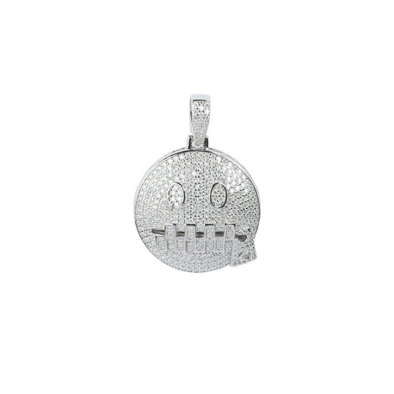 Iced Out Skull VVS Moissanite Silver Necklace