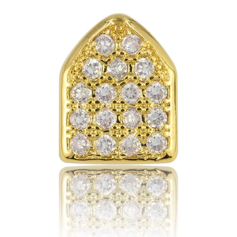 Iced Out single-tooth gold-plated grillz - Image 2