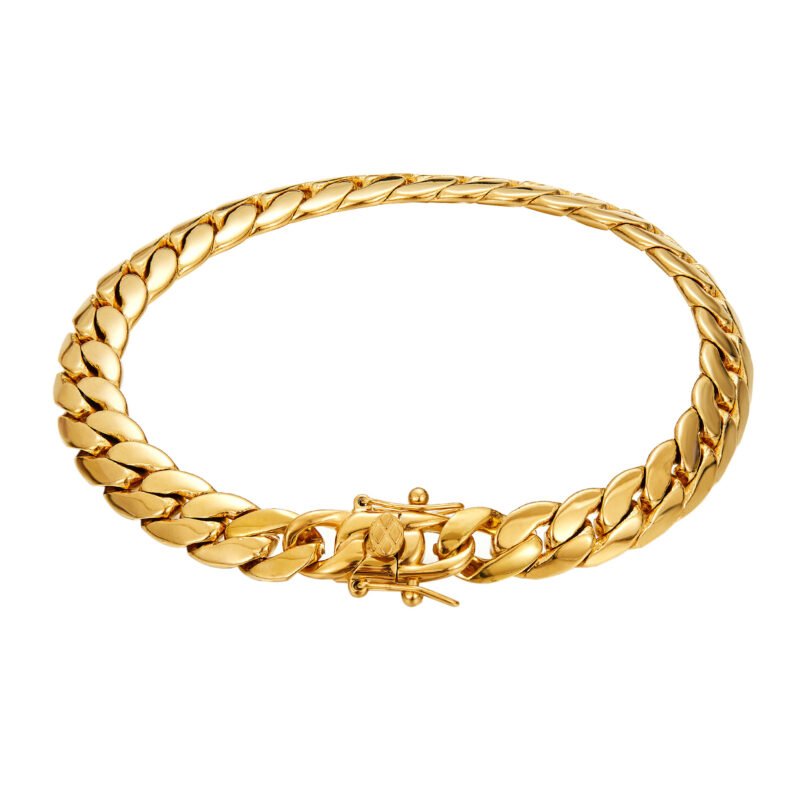 Classic Chrome Cuban Link Gold Bracelet