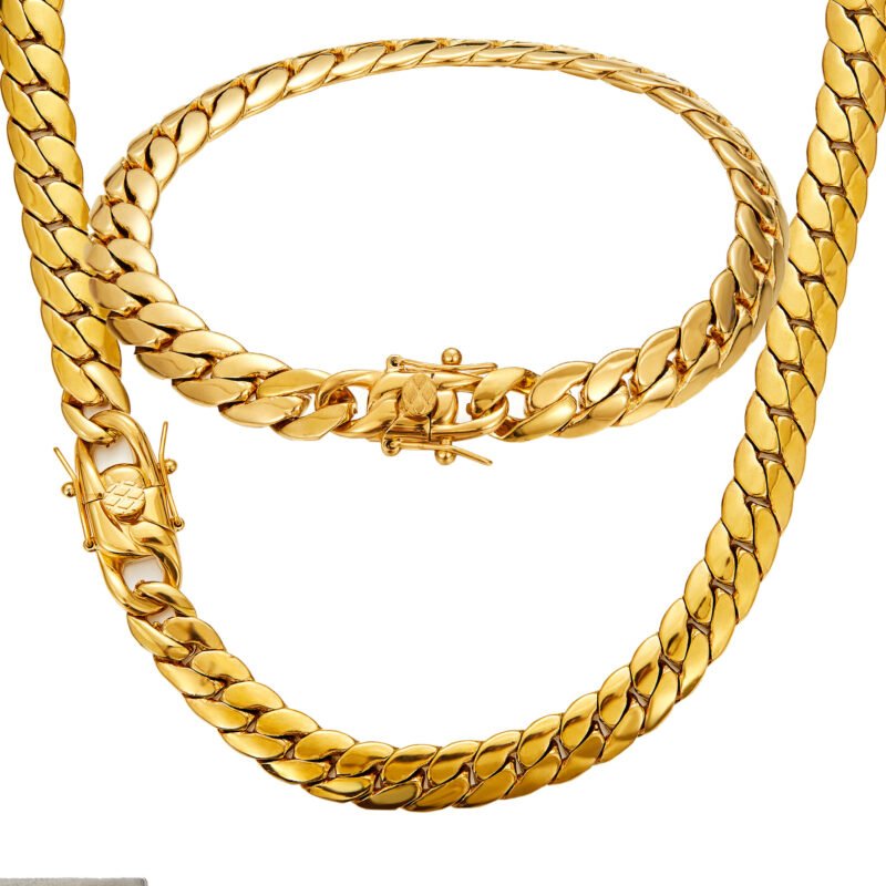 Classic Chrome Cuban Link Gold Bracelet - Image 4