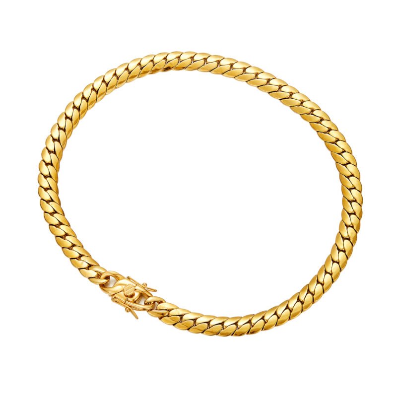Classic Chrome Cuban Link Gold Bracelet - Image 3