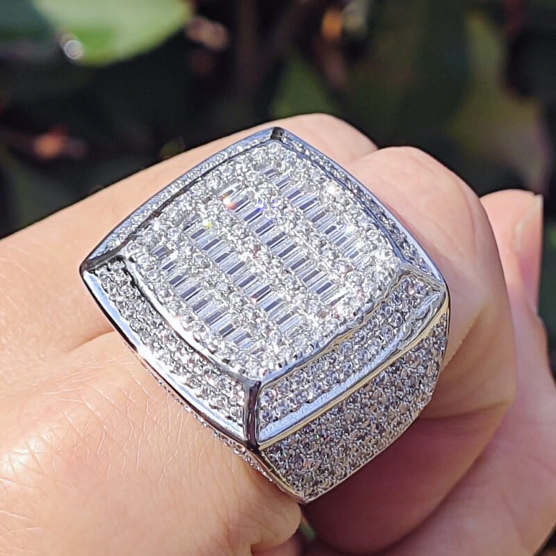 Iced Out Gold Diamond Signet Ring - Image 3