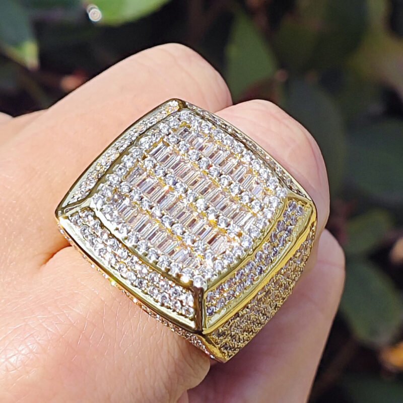 Iced Out Gold Diamond Signet Ring - Image 4