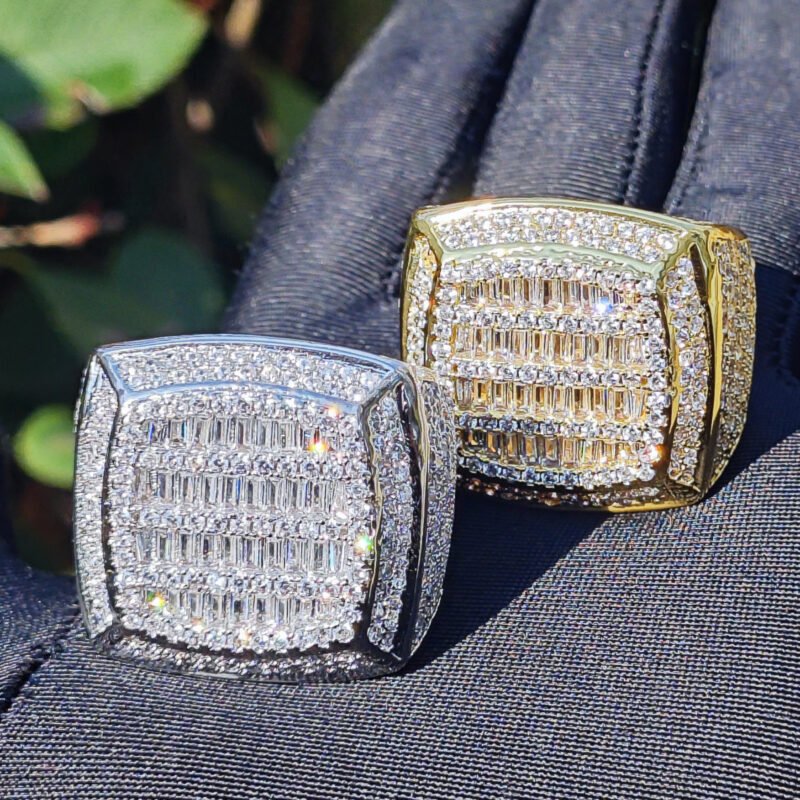 Iced Out Gold Diamond Signet Ring - Image 5