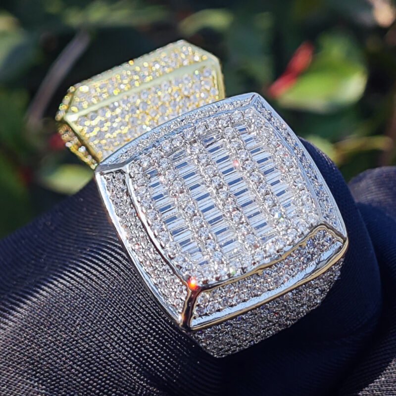 Iced Out Gold Diamond Signet Ring - Image 6