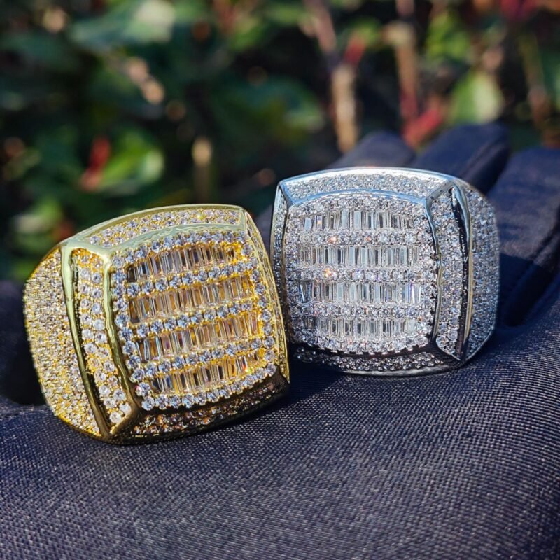 Iced Out Gold Diamond Signet Ring - Image 7