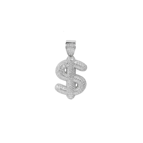 Iced Out 925 Sterling Moissanite Dollar Sign Necklace - Image 2