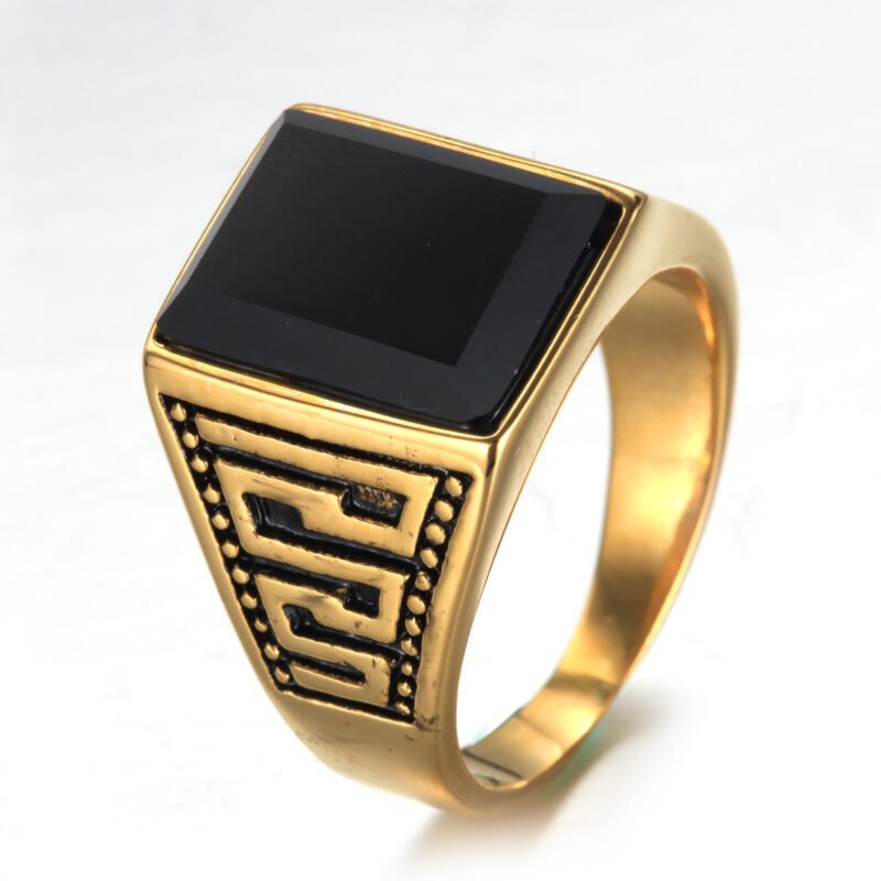Black Onyx Gold Ring