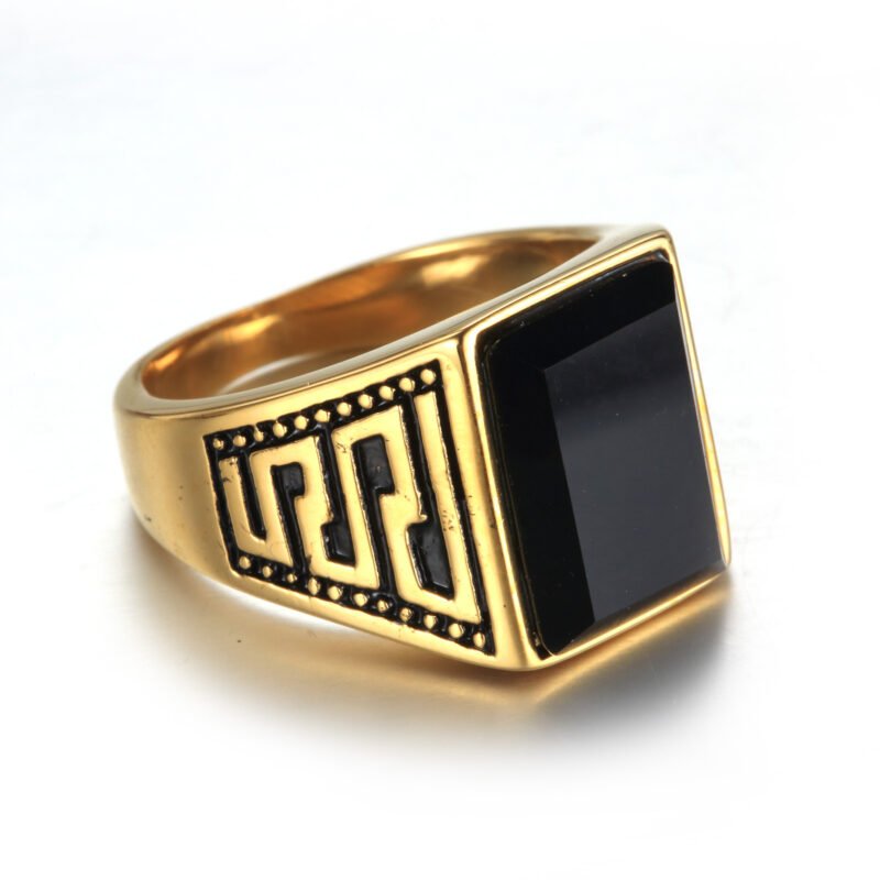 Black Onyx Gold Ring - Image 4