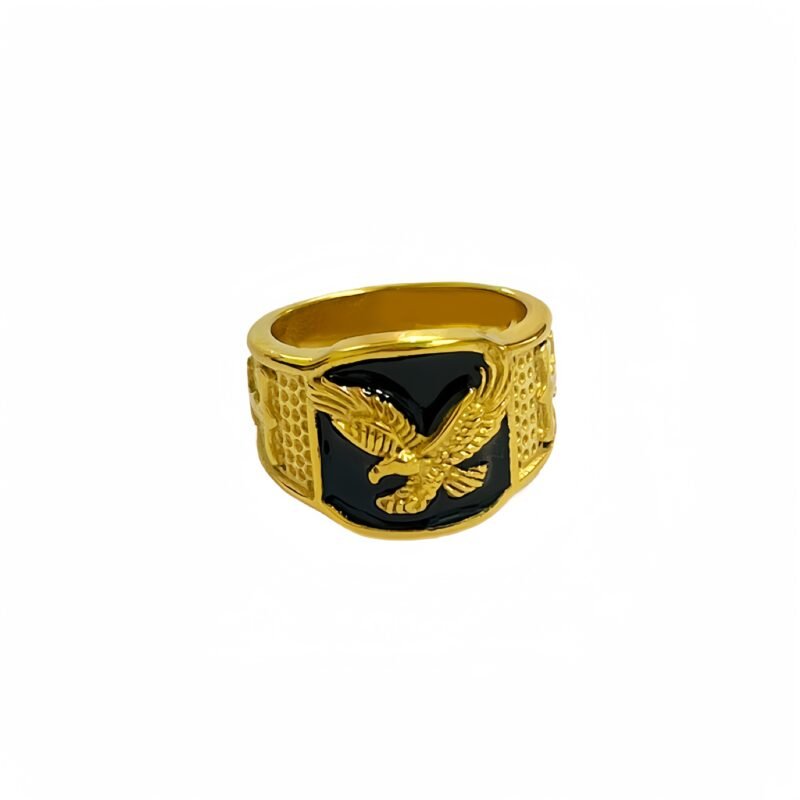 Golden Bird Engraved Royalty Ring