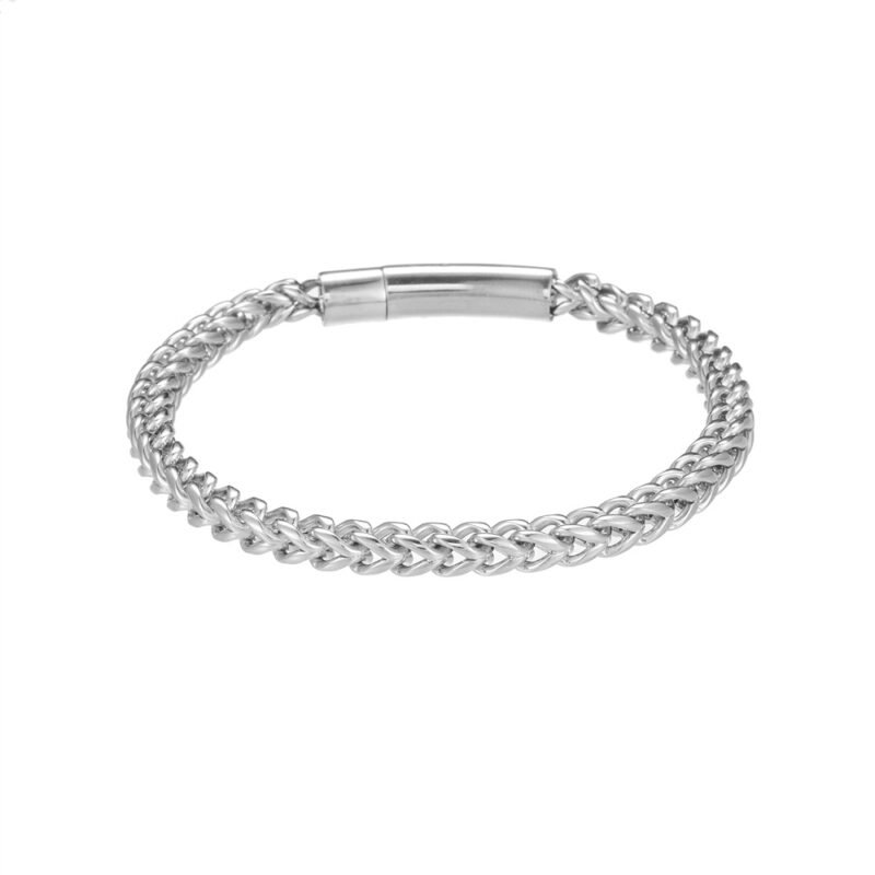 Silver Woven Bracelet With Fold-Over Clasp - Image 4