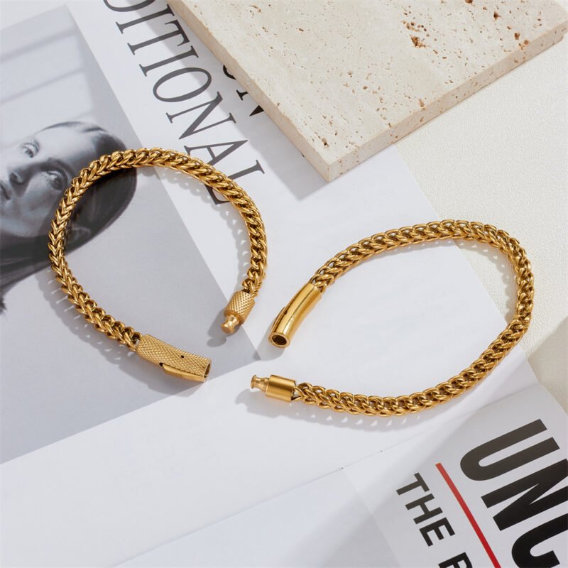 Silver Woven Bracelet With Fold-Over Clasp - Image 5