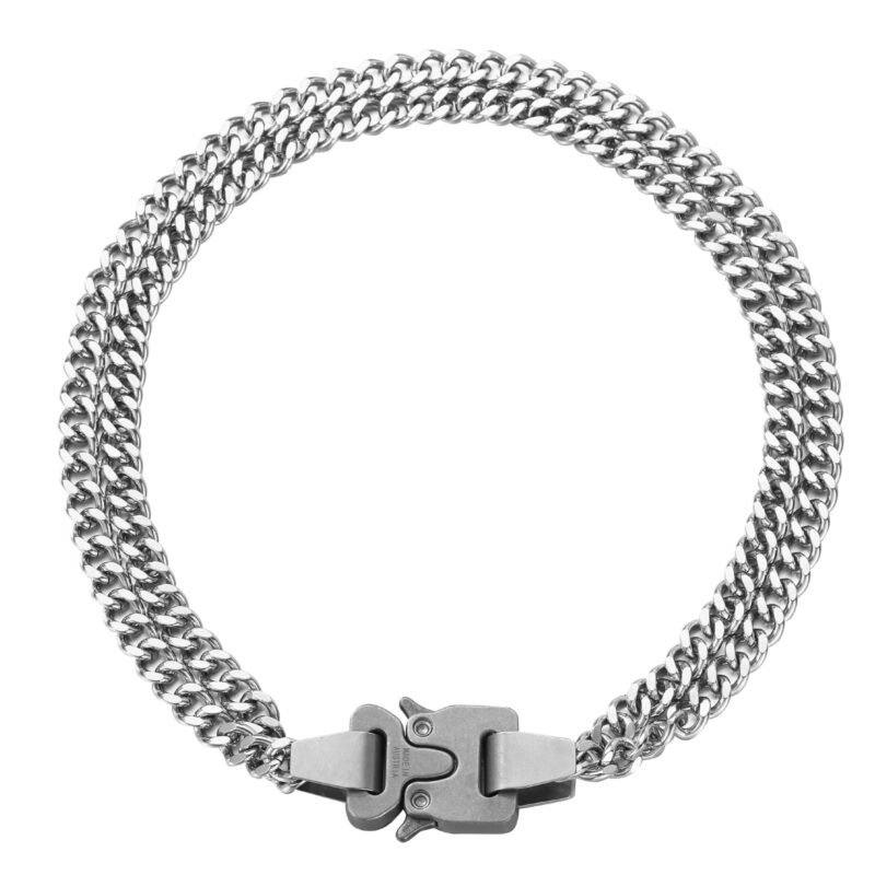Black Tactical Buckle-Link Fashion Bracelet - Image 4
