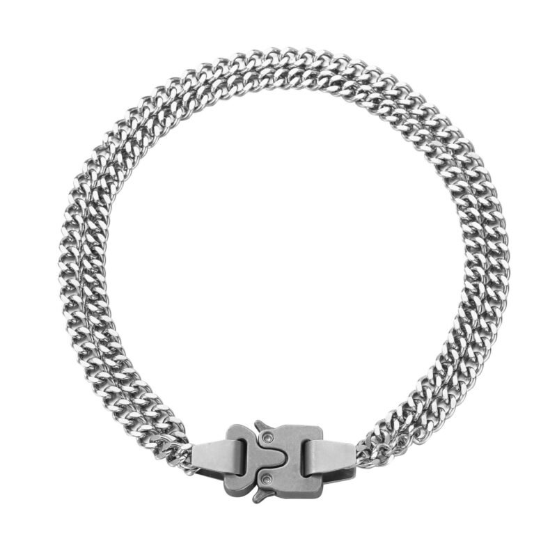 Black Tactical Buckle-Link Fashion Bracelet - Image 6