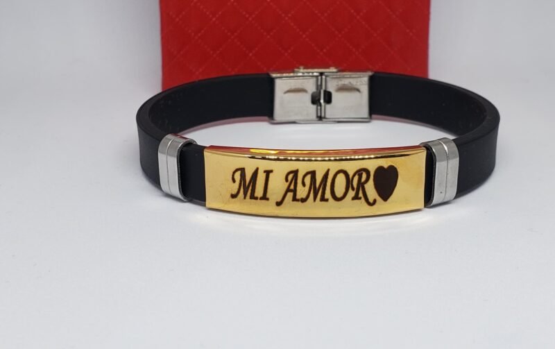 Personalized ID Black Silicone Strap  Bracelet