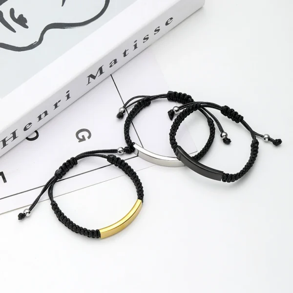 Black Rope Custom ID Bracelet