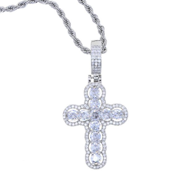 Iced Out Tennis Cross Pendant Necklace - Image 6