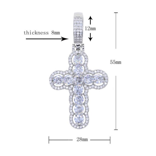 Iced Out Tennis Cross Pendant Necklace - Image 7